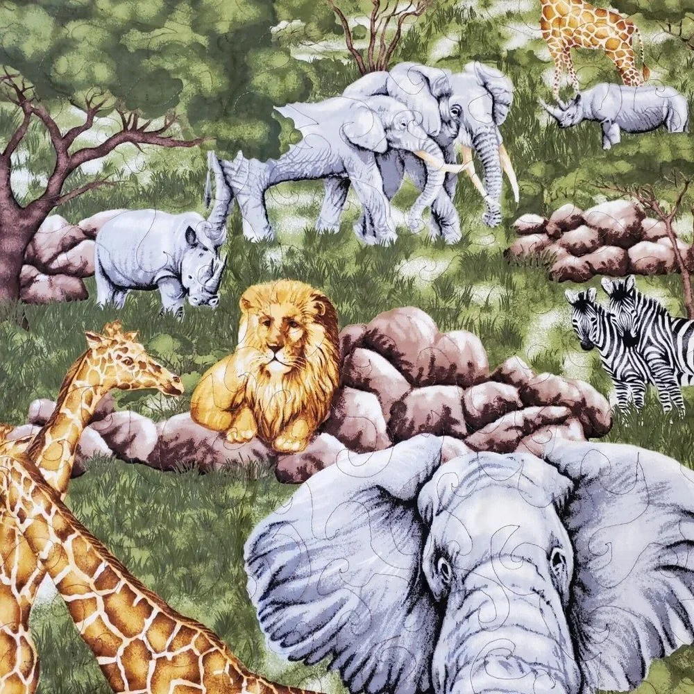 Jungle Wild Animals‎ Safari Baby Quilt Blanket Tapestry 2 Curtain Panels 43 X 72